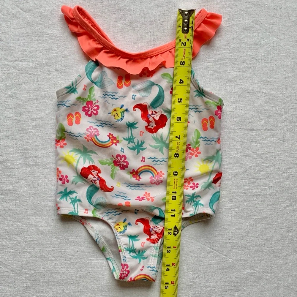 Disney Princess Ariel Little Mermaid Flounder Fish Rainbow Ruffle Swimsuit 2T